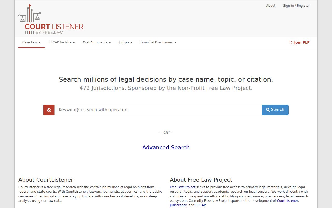 George County case search federal CourtListener RECAP alternative landing page