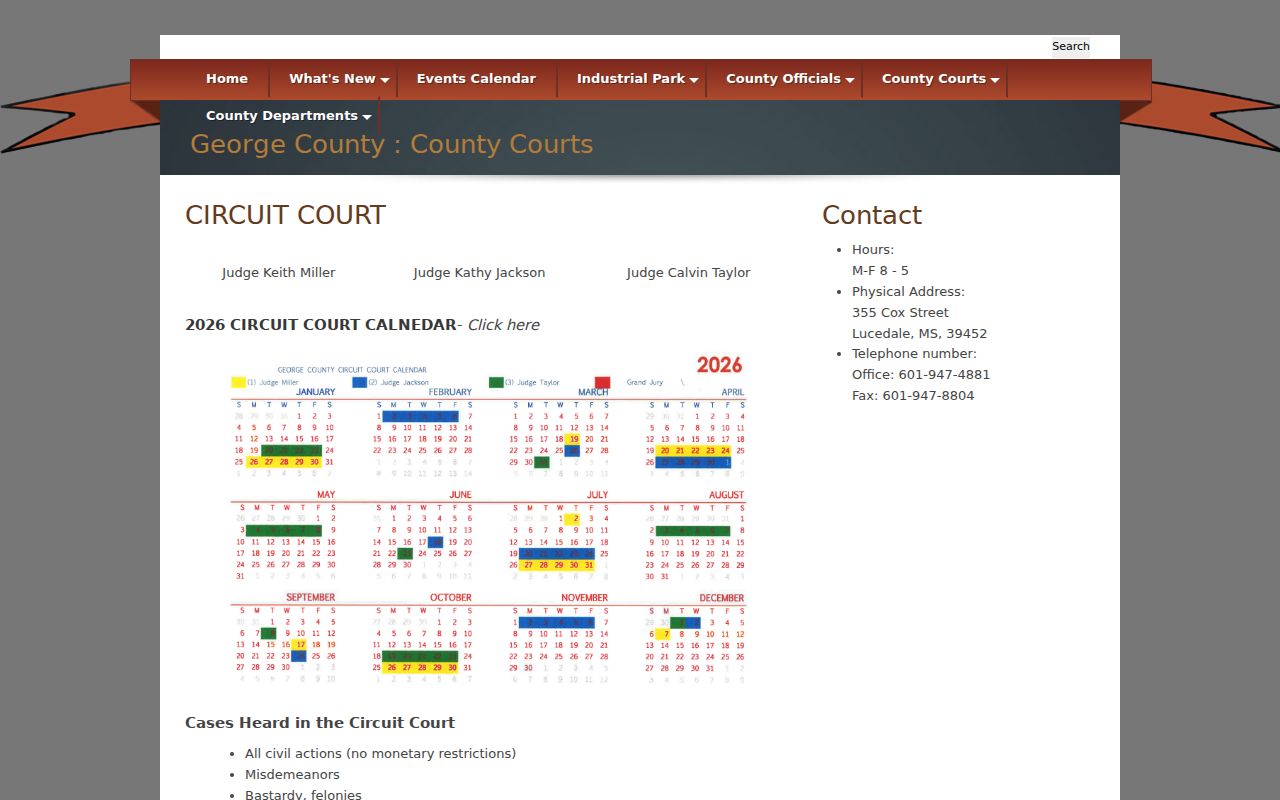 George County Circuit Court docket information