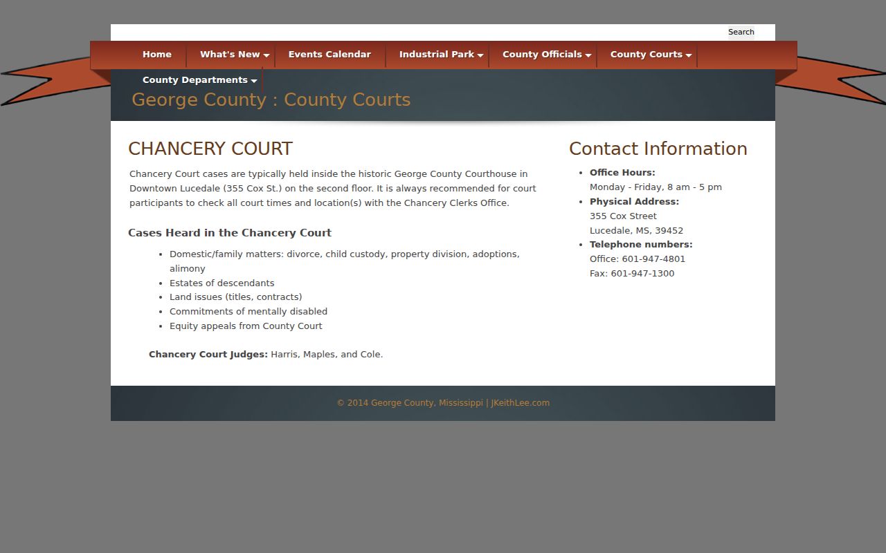 George County civil court docket Chancery Court jurisdiction