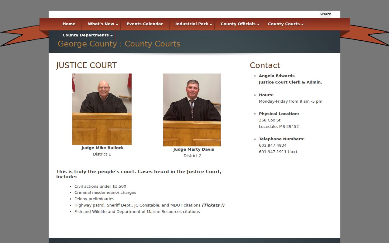 George County court docket Justice Court jurisdiction information